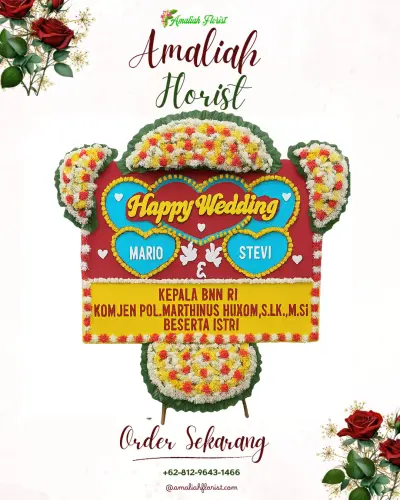 Karangan Papan Bunga Pernikahan di Daup